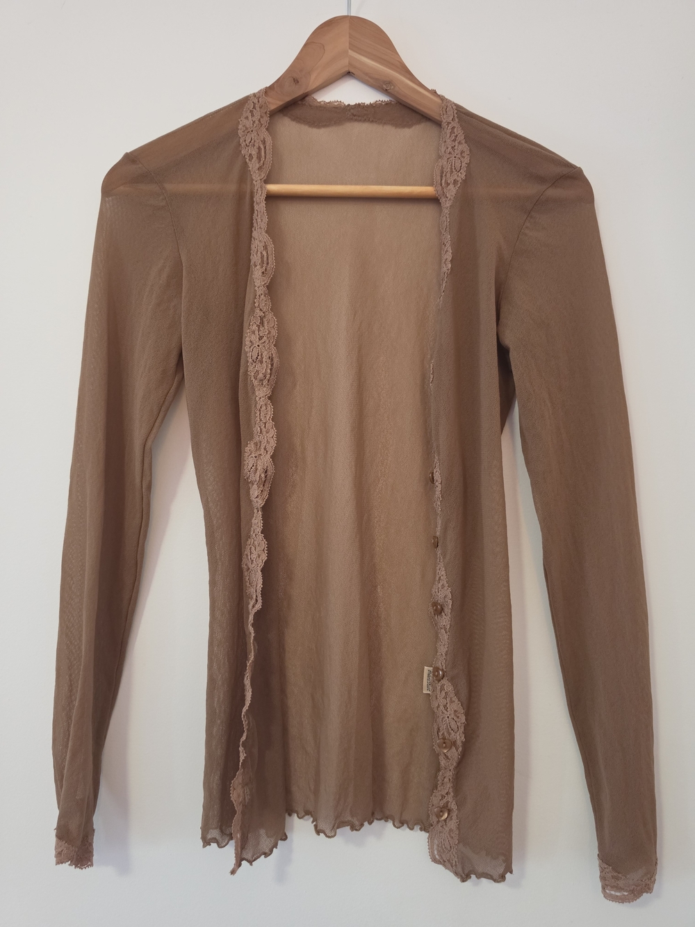 Only Hearts TULLE Lace-Trim Taupe Cardigan